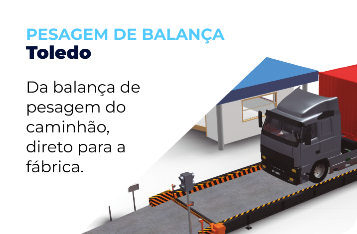 Pesagem de balança. Toledo. Da balança de pesagem do caminhão, direto para a fábrica.