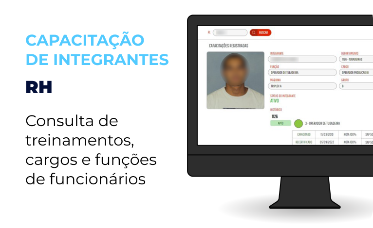 Capacitação de integrantes. RH. Consulta de treinamentos, cargos e funções de funcionários.